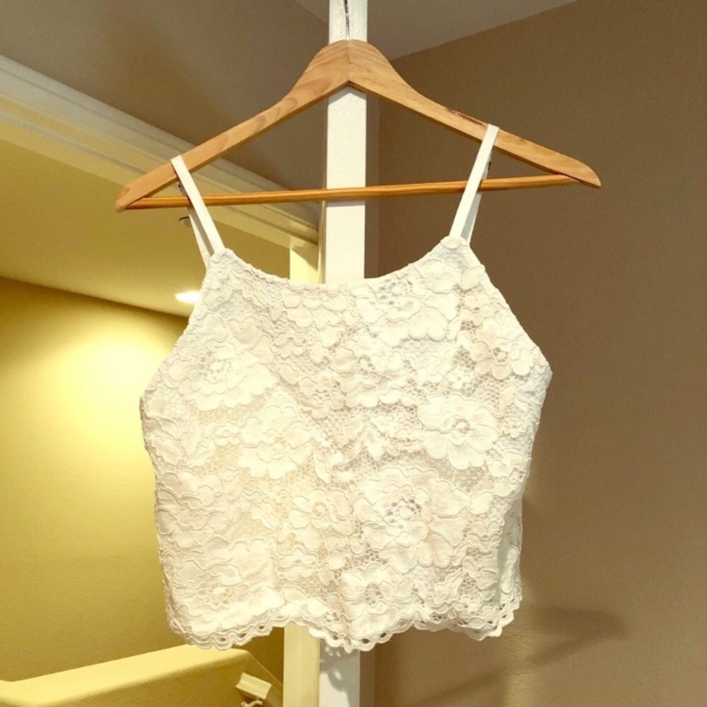 Ivory lace crop top